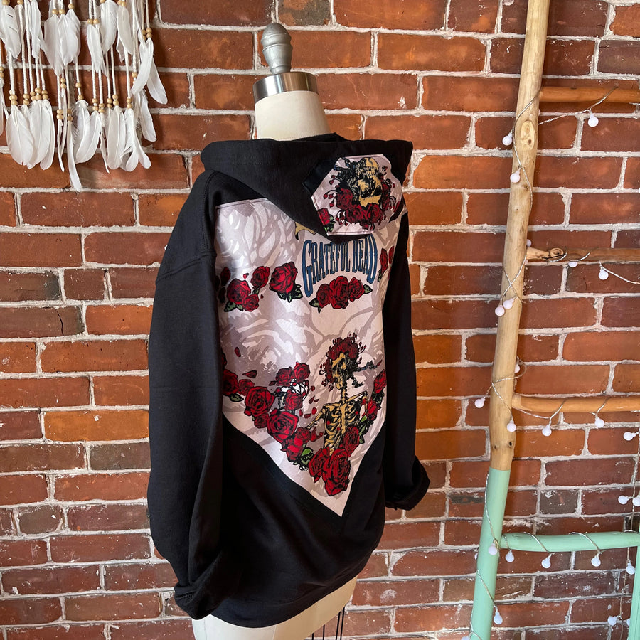 Order In Your Size Mens/Womens Hoodie Sweatshirt Grateful Dead Bertha Skull + Roses Black