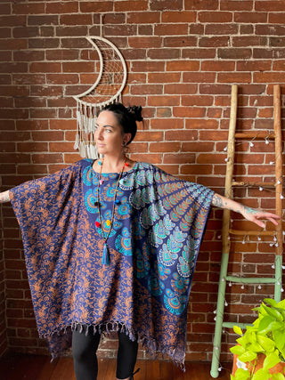 Livin' At The Beach Indigo Mandala Hi Lo Tunic Poncho Top