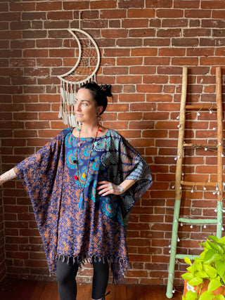 Livin' At The Beach Indigo Mandala Hi Lo Tunic Poncho Top
