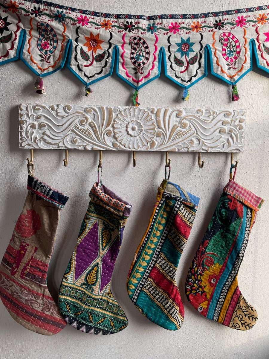 Kantha Holiday Stocking - Assorted Patterns / Colors Chosen at Random