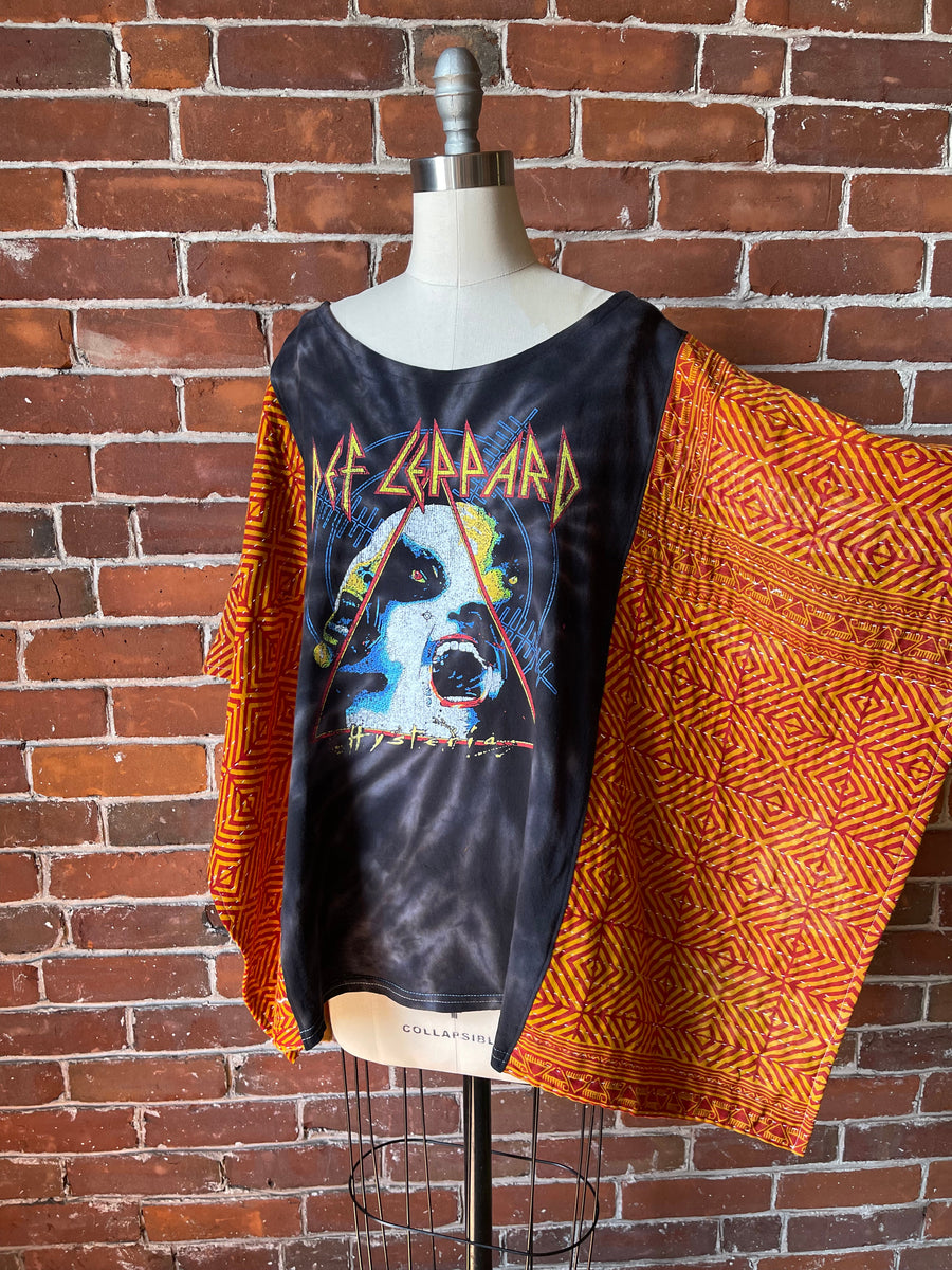 SEND IN YOUR OWN BAND TEE or Sweatshirt-Custom Kantha Poncho Style One Of A Kind Upcycled Option