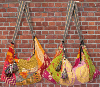 The Dhalia Patchwork Kantha Hobo Style Purse Bag Handbag - Fair Trade Made