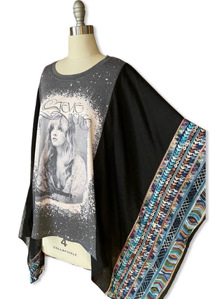 Stevie Inspired Black Embroidered Poncho