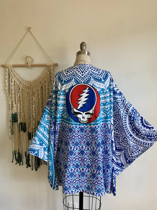 Upccyled Grateful Dead Steal Your Face Kimono