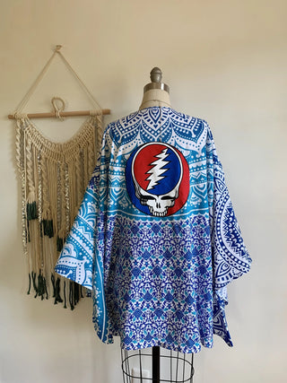 Upccyled Grateful Dead Steal Your Face Kimono