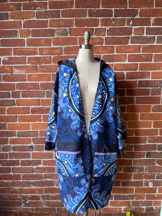 Grateful Dead Inspired Moon + Stars Celestial Tapestry Bell Sleeve Hooded Kimono