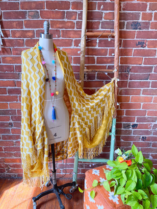 Golden Sunshine Fringe Wearable Blanket Shawl