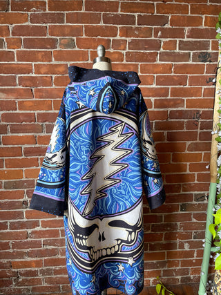 Grateful Dead Inspired Moon + Stars Celestial Tapestry Bell Sleeve Hooded Kimono