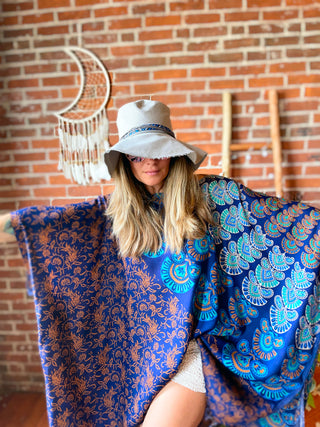 Livin' At The Beach Indigo Mandala Hi Lo Tunic Poncho Top