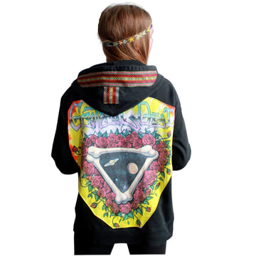 Order in Your Size Mens/Womens Grateful Dead Space Your Face Made To Order Hoodie Black Sweatshirt with Random Trim