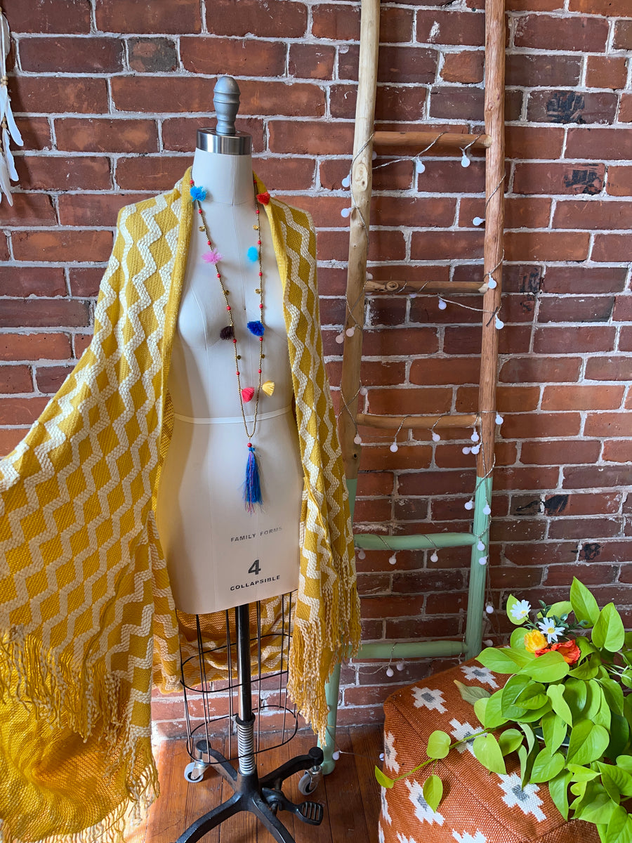 One Size Fits All Golden Chevron Sunshine Fringe Robe Sweater