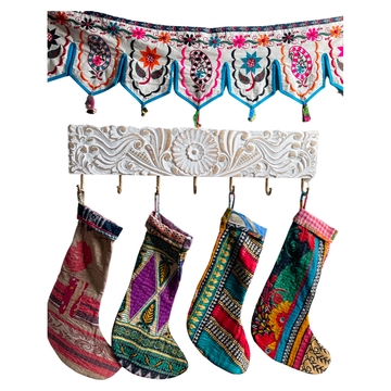 Kantha Holiday Stocking - Assorted Patterns / Colors Chosen at Random