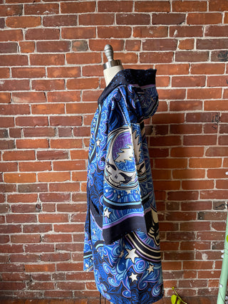 Grateful Dead Inspired Moon + Stars Celestial Tapestry Bell Sleeve Hooded Kimono