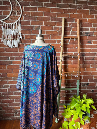 Livin' At The Beach Indigo Mandala Hi Lo Tunic Poncho Top