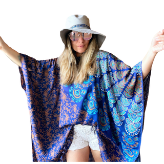 Livin' At The Beach Indigo Mandala Hi Lo Tunic Poncho Top