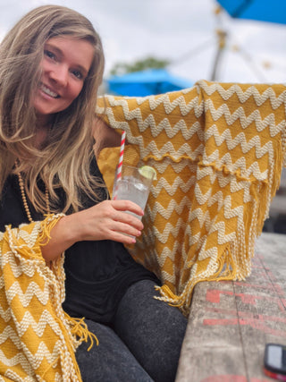 Golden Sunshine Fringe Wearable Blanket Shawl