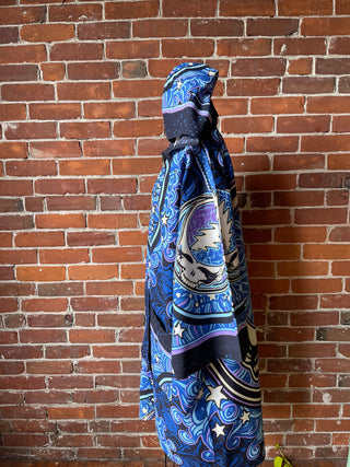 Grateful Dead Inspired Moon + Stars Celestial Tapestry Bell Sleeve Hooded Kimono