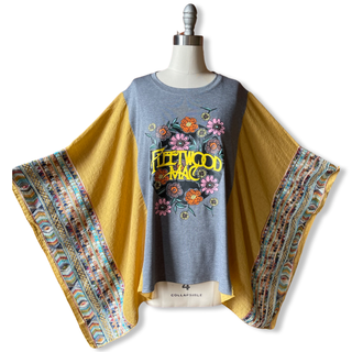 Fleetwood Mac Inspired Golden Yellow Embroidered Poncho