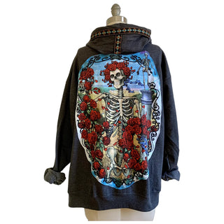 Upcycled Grateful Dead Bertha Skeleton Hoodie