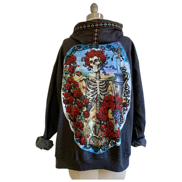 Order In Your Size Mens/Womens Gray Grateful Dead Bertha Made To Order Hoodie Sweatshirt with Random Trim