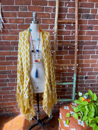 Golden Sunshine Fringe Wearable Blanket Shawl