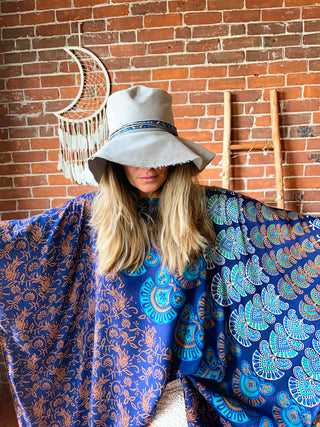 Livin' At The Beach Indigo Mandala Hi Lo Tunic Poncho Top